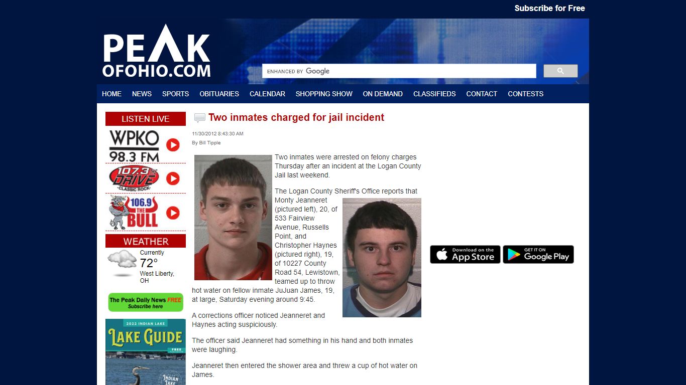 Two inmates charged for jail incident | Peak of Ohio